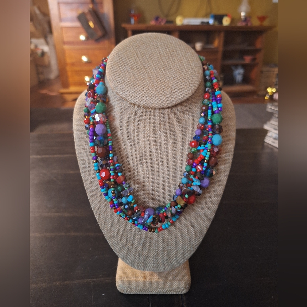 Colorful Multistrand Beaded Necklace